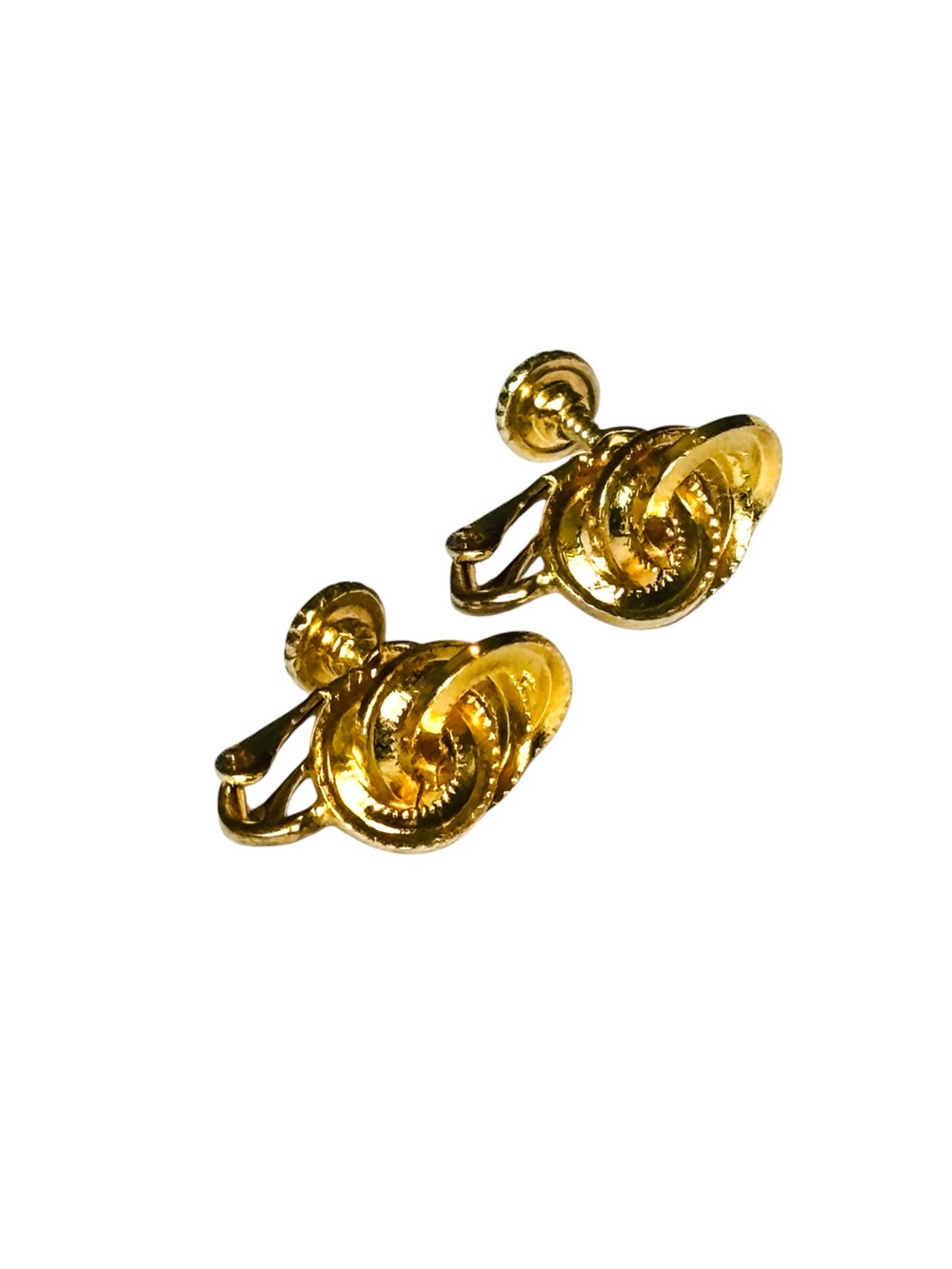 Napier Vintage Signed 1960s Gold-Tone Interlocking Knot Screwback Earrings